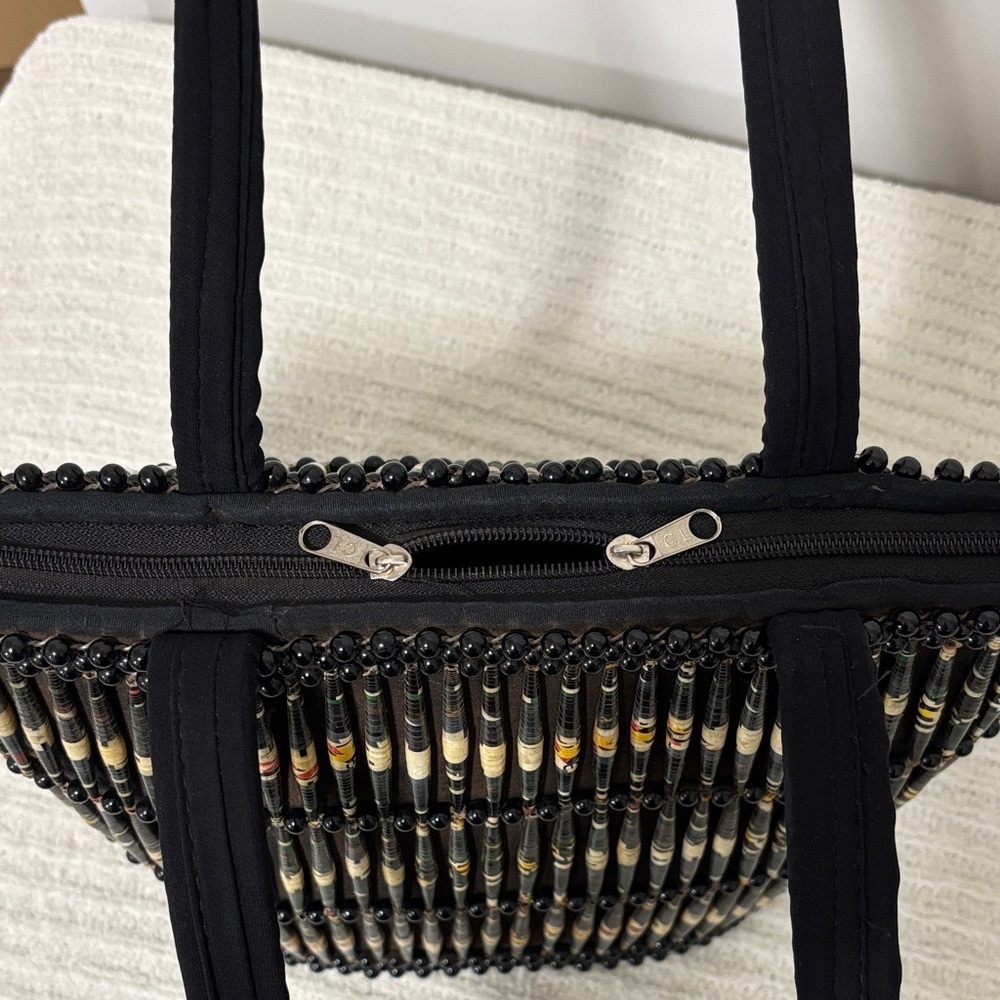 Handmade African Black and Multicolor Woven Tote Bag - Picture 10 of 10